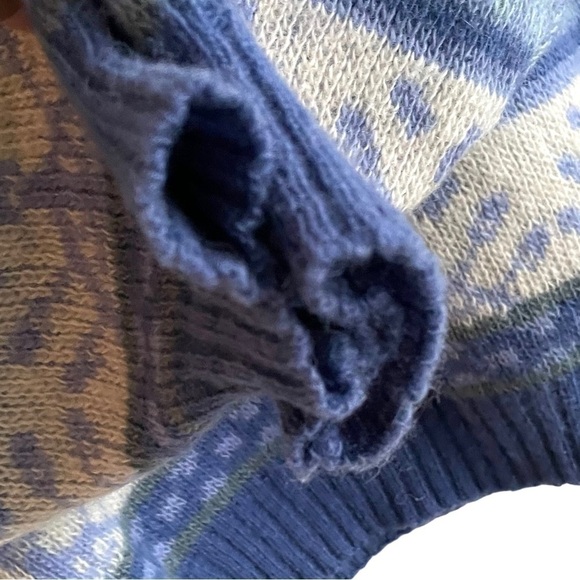 ICEWEAR Vintage Icelandic Crew Neck Long Sleeve Sweater Blue Cream L - Picture 4 of 7